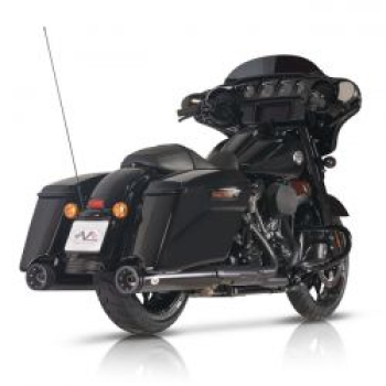 V Performance, 114mm Double Ring slip-on mufflers. Black Cer 21-25 FLT/Touring models