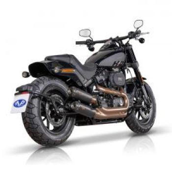 V Performance, 'Tracker' slip-on muffler set Fat Bob. Black  Softail: 21-24 FXFBS Fat Bob 114 (NU)