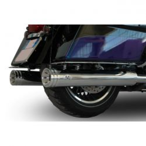 V Performance, Double Ring slip-on mufflers. Chrome 04-17 FLT/Touring-Modelle (NU)