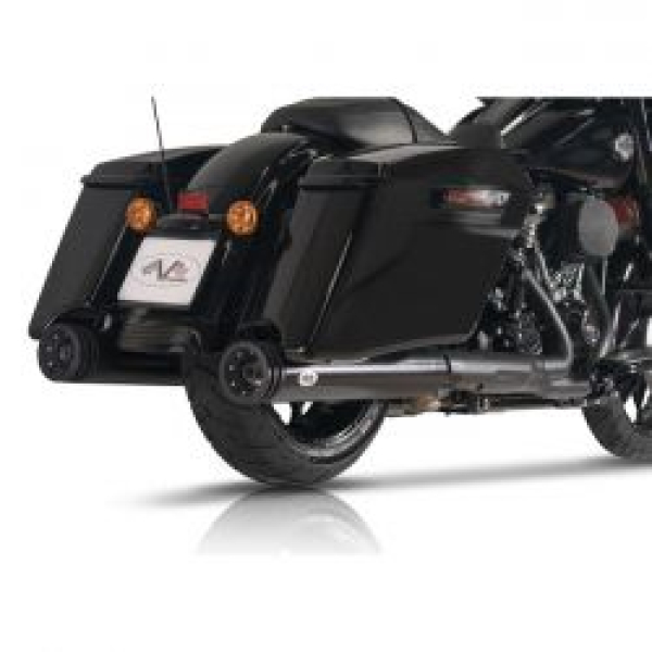 V Performance, 114mm Double Ring slip-on mufflers. Black Cer 21-25 FLT/Touring models