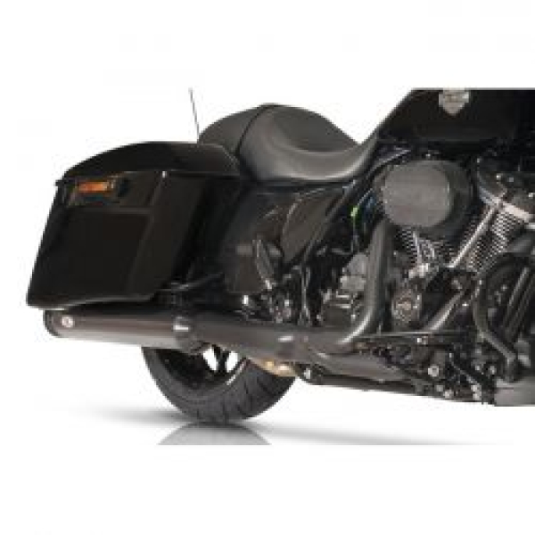 V Performance, 114mm Double Ring slip-on mufflers. Black Cer 21-25 FLT/Touring models